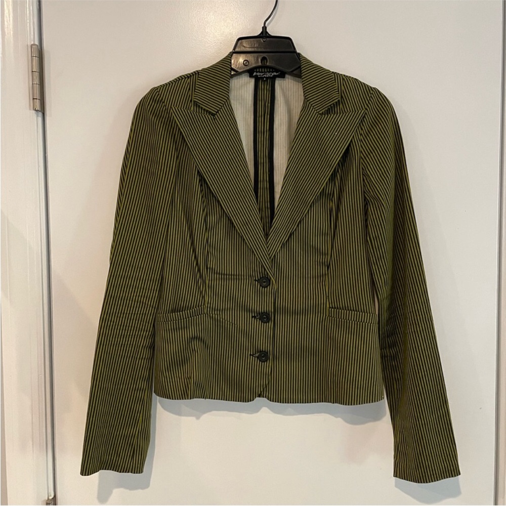 Betsey Johnson Black Label Olive Green/Black Blazer Size 4 Y2K Vintage Piece!